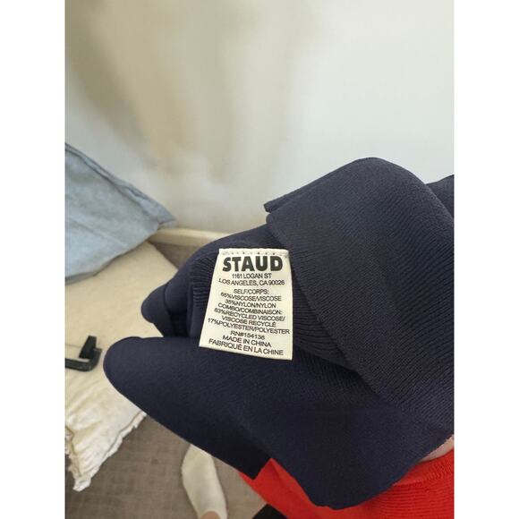 NWOT STAUD Hermosa Colorblocked Maxi-Dress in Cayenne Navy Carnation SZ XS - Picture 6 of 7